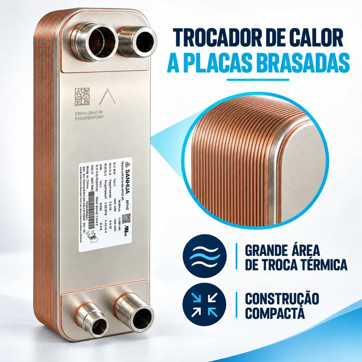 Trocador de Calor a Placas Brasadas Sanhua BPHE — miniatura 3