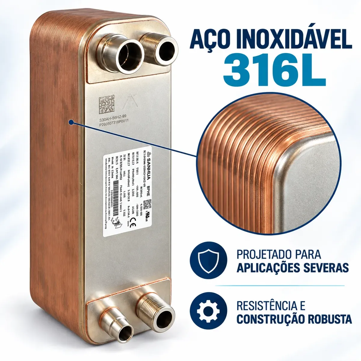 Trocador de Calor a Placas Brasadas Sanhua BPHE — miniatura 5