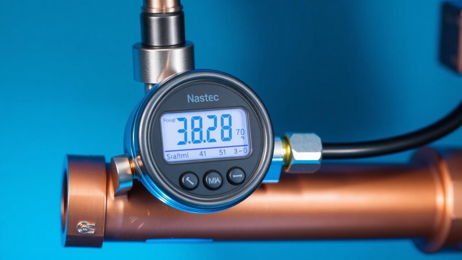 Transdutor de pressão digital instalado em linha de cobre de refrigeração